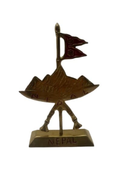 Brass Nepal Flag Desk Ornament
