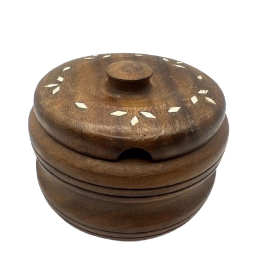 Inlaid Round Wooden Box