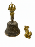 Handmade Tibetan bell with a bajra (or dorje) set;Buddhist Ritual Tools