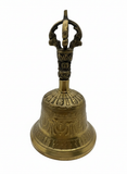 Handmade Tibetan bell with a bajra (or dorje) set;Buddhist Ritual Tools