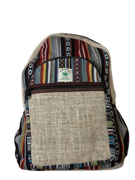 Nepali Handmade Multicolor Hemp Unisex Backpack
