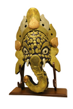 Green And Golden Wooden Ganesh Mask